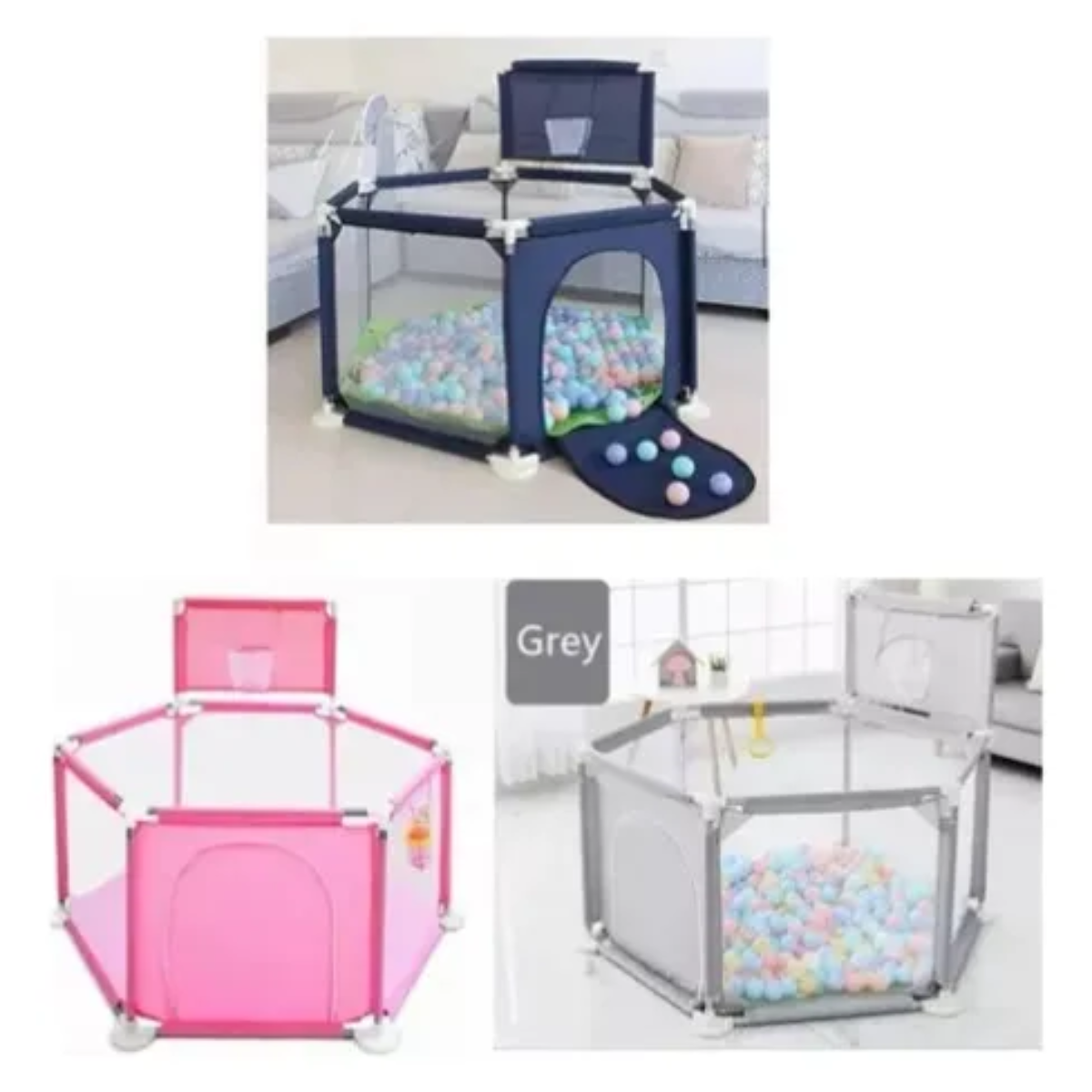 Vista 2 de Corral De Seguridad Hexagonal Infantil - Color: Rojo